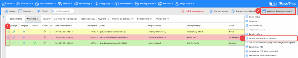 Ręczne przesyłanie zamówienia do hurtowni