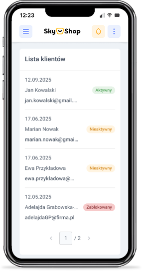 klienci online aplikacja mobilna